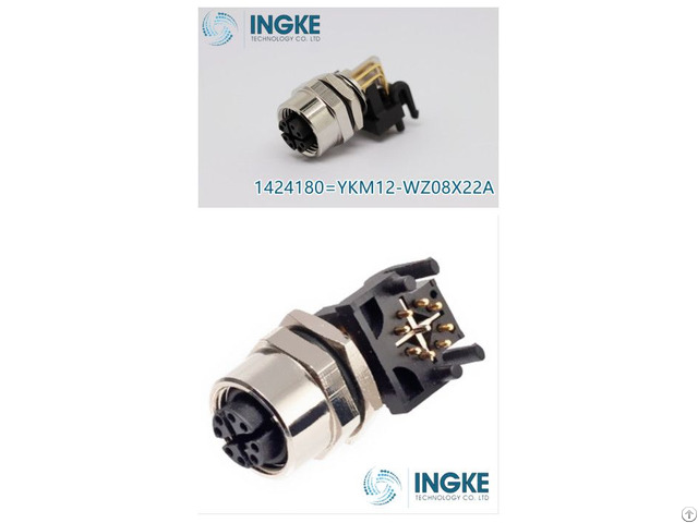 Ingke Ykm12 Wz08x22a M12 Circular Connector X Coded Right Angle Ethernet Cat6a For Pcb 8pin