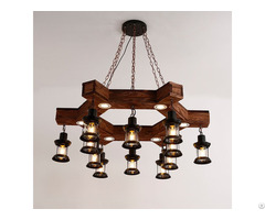 Vintage Large Chandelier Ceiling Wooden Led Pendant Lamp Decoration