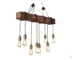 Retro Vintage Chandelier Long Wood Lighting Pendant Lamp