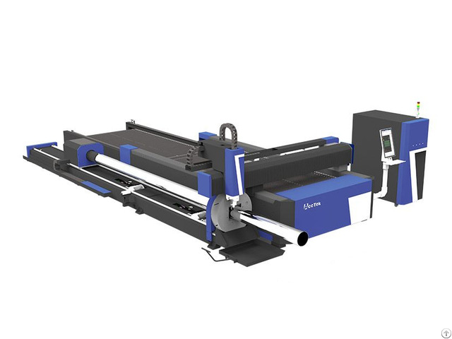 Akj1530fcr Fiber Laser Cutter With An Exchangeable Table And Auto Rotary Axis