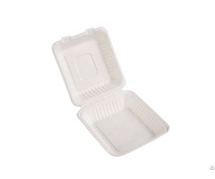Customized 8 Inch 9inch High Quality Sugarcane Bagasse Clamshell Takeaway Food Container Box