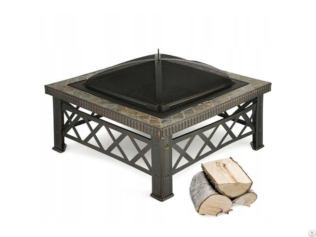 Roman Column Pattern Slate Firepit Sj Ft037