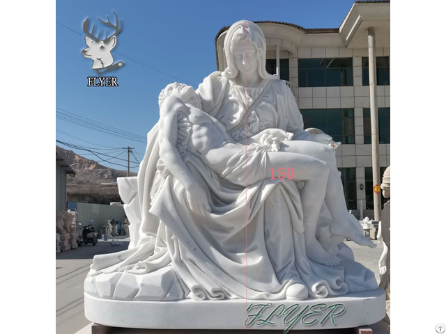 Church Religious Natural Stone Hand Carved Virgin Mary And Jesus Sculpture White Marble Pieta Statue