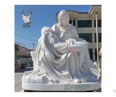 Church Religious Natural Stone Hand Carved Virgin Mary And Jesus Sculpture White Marble Pieta Statue