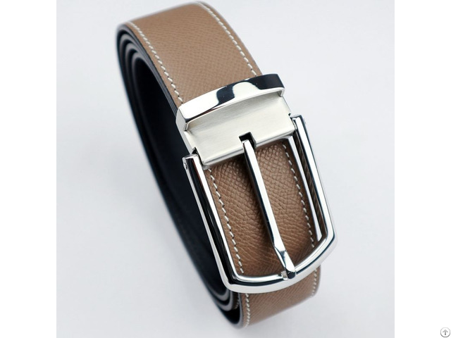 Customized Epsom Palm Grain First Layer Cowhide Stainless Steel Pin Buckle Men Business Formal Belt