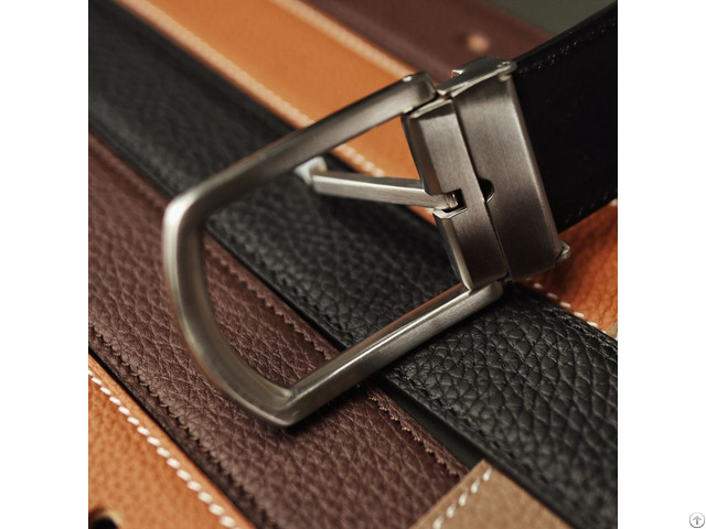 Cowhide Men Business Leather Belt Black Stainless Steel Pin Buckle