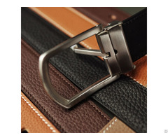 Cowhide Men Business Leather Belt Black Stainless Steel Pin Buckle