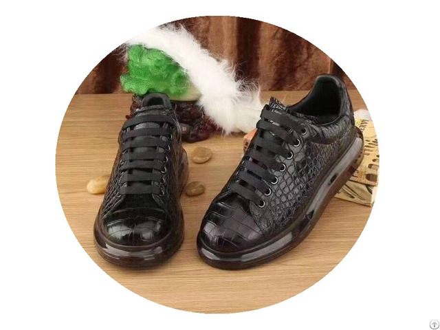 New Fashion Casual Summer Breathable Top Layer Crocodile Leather Shoes