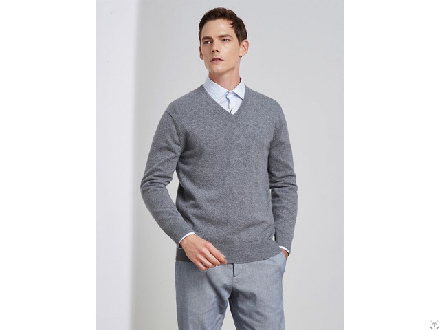 100% Pure Cashmere Mens V Neck Sweater