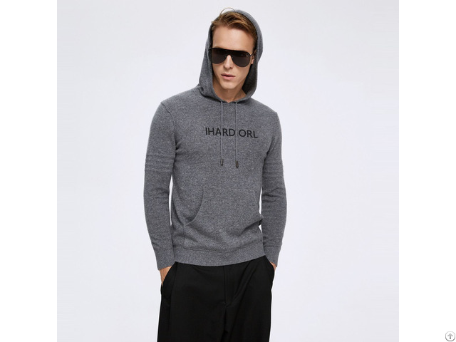 Factory Wholesale Mens 100% Pure Cashmere Hoodies Sweater