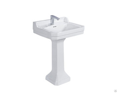 Bathroom Cupc Certified Glassy White Rectangle Sanitary Ware Handmade Pedestal Sink
