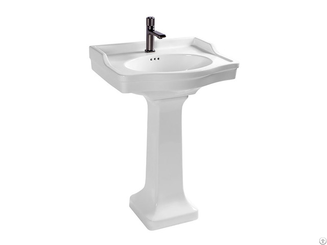 Popular White Bathroom Rectangle Vitreous China Ceramic Pedestal Sink