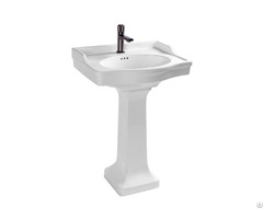 Popular White Bathroom Rectangle Vitreous China Ceramic Pedestal Sink