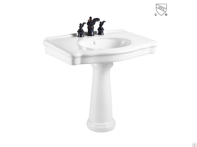 Cupc Certified Glassy White Bathroom Sanitary Ware Pedestal Sink