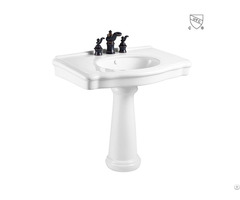 Cupc Certified Glassy White Bathroom Sanitary Ware Pedestal Sink