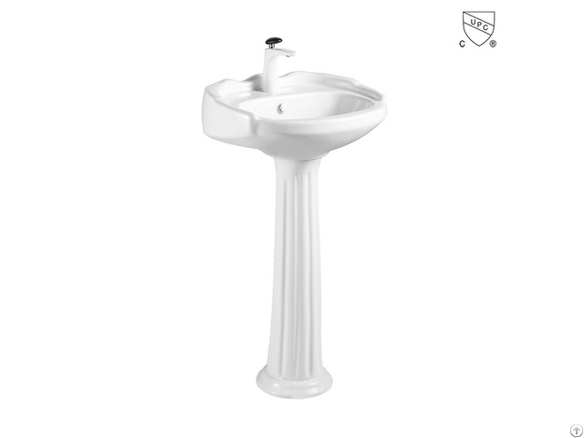 Bathroom White Small Oval Cupc Certified Pedestal Freestanding Washbasin