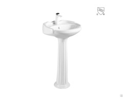Bathroom White Small Oval Cupc Certified Pedestal Freestanding Washbasin