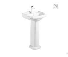 Cupc Certified Glossy White Bathroom Ceramic Porcelain Cloakroom Pedestal Sink