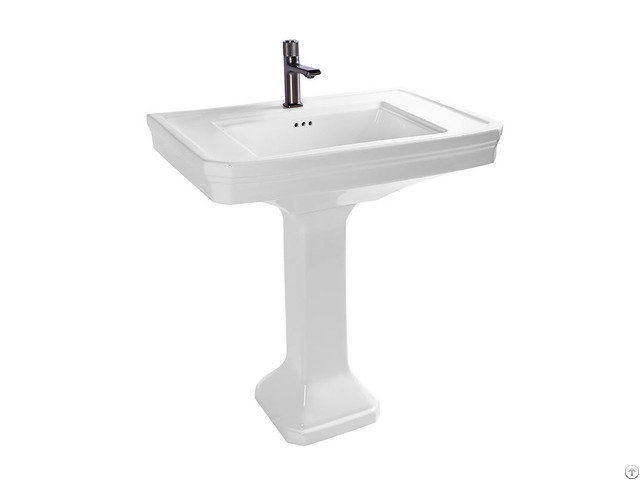 Wc White Rectangle Vitreous China Ceramic Bathroom Pedestal Freestanding Washing Basin