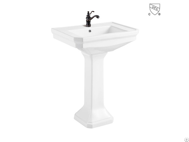 Cupc Certified Modern Design Bathroom Rectangle Ceramic Pedestal Sink