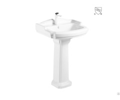 Traditional Design White Bathroom Vitreous China Ceramic Freestanding Pedestal Sink