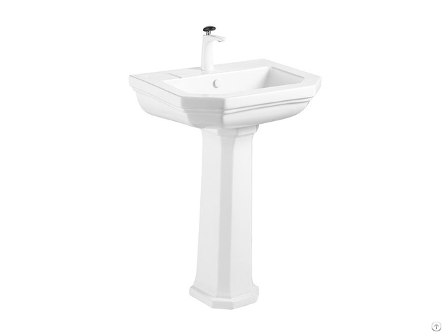 Bathroom Modern Design Rectangle White Ceramic Lavatory Freestanding Pedestal Sink