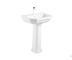 Bathroom Modern Design Rectangle White Ceramic Lavatory Freestanding Pedestal Sink