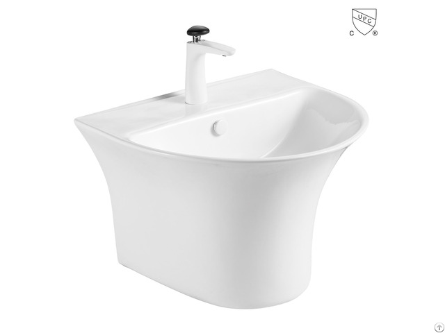 Premium Glassy White Vitreous China Lavatory Bathroom Wall Hung Wash Basin