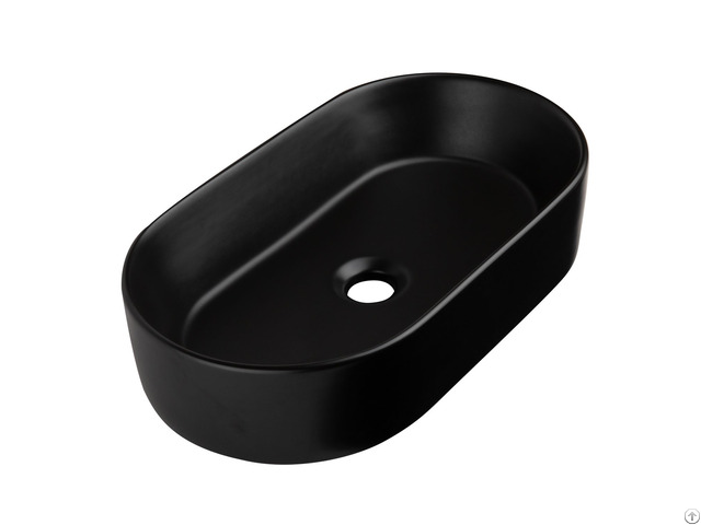 Modern Style Matte Black Bathroom Vitreous China Vessel Sink