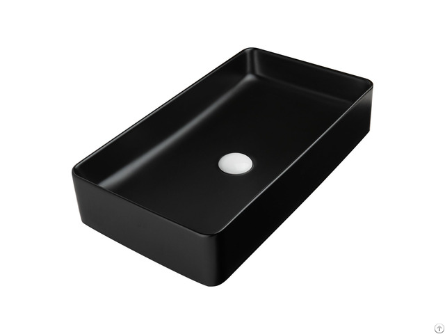 Modern Style Matte Black Color 24 Inches 61 Cm Bathroom Vitreous China Vessel Sink