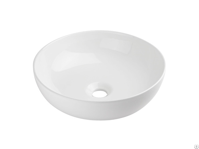 Pure White Countertop Vessel Porcelain Table Top Bathroom Round Shape Art Basin