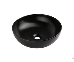 Modern Style Matte Black Bathroom Ceramic Vessel Sink Countertop Round Shape Wash Basin