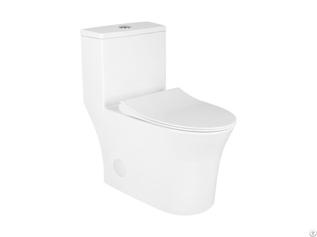 Lavatory Back To Wall Glossy White Porcelain S Trap Skirted One Piece Elongated Toilet