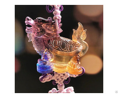 Handmade Colored Crystal Glass Hanging Pendant Keep Safe Feng Shui