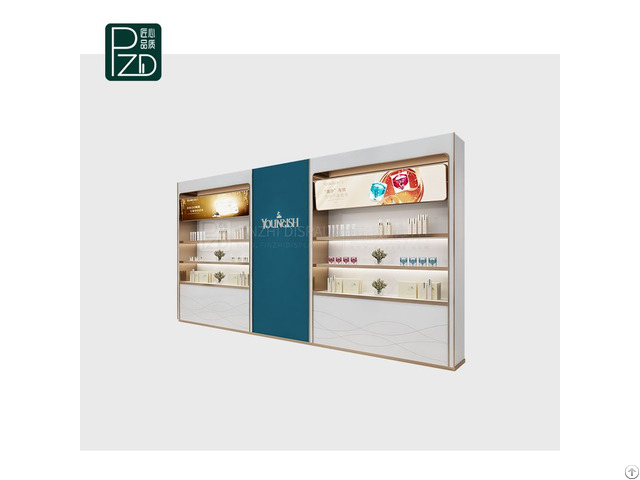 Wall Mounted Beauty Salon Display Shelves Cosmetic Counter Showcase