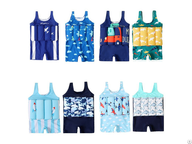 New Factory Custom Brand Logo Printed Summer Beach One Piece Buoyancy Swimsuit For Baby