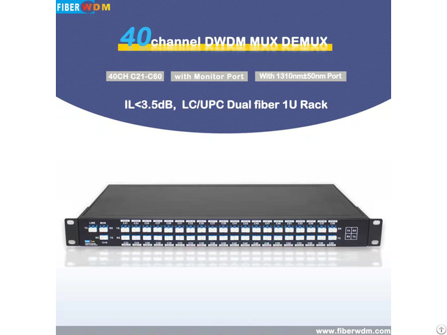 Dual Fiber 40ch C21 C60 Dwdm Mux Demux With 1310nm And Monitor Port