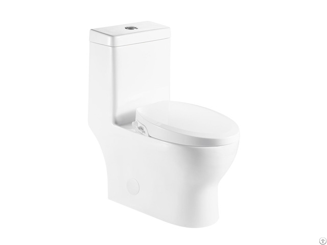 Round Back To Wall Bathroom White Vitreous China Ceramic Skirted Elongated One Piece Toilet