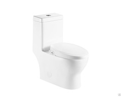 Round Back To Wall Bathroom White Vitreous China Ceramic Skirted Elongated One Piece Toilet