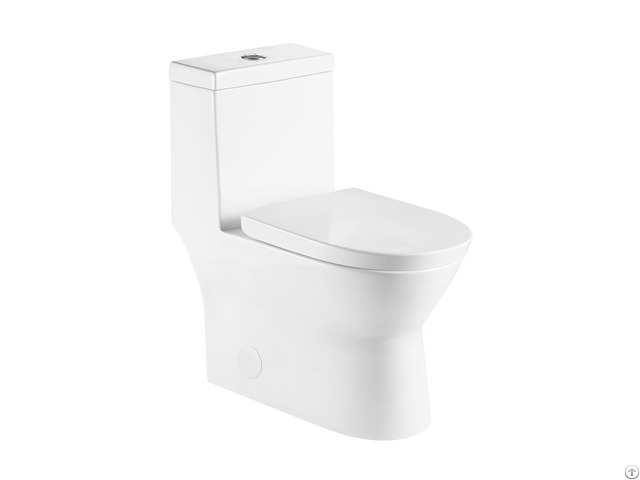 Glossy White Bathroom Porcelain Lavatory Skirted One Piece Toilet