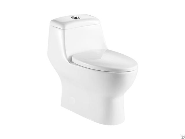 White Bathroom Ceramic Sanitary Ware Elongated Skirted Comfort Height One Piece Toilet