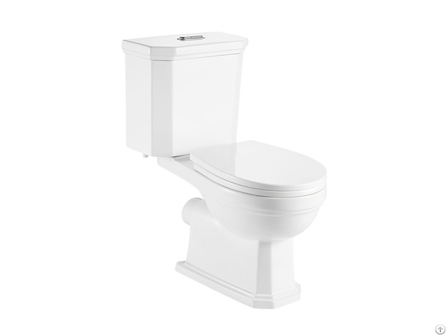 Retro Design Two Piece Ceramic Floor Standing P Trap Porcelain Dual Flush Toilet