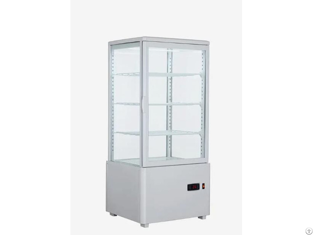 Four Side Double Glass Door Display Cooler Showcase With Carving Logo Lcd Screen