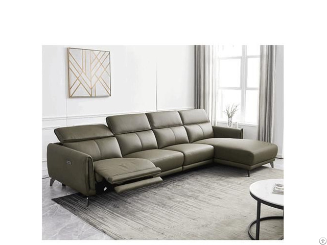 Italian Minimalist Chaise Longue Leather Side Carrying Usb Electric Button Function Sofa