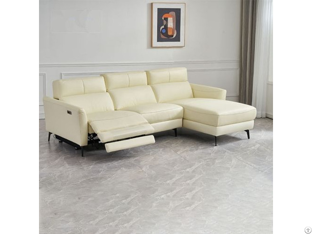 Modern Minimalist Living Room Combination Chaise Longue Leather Function Electric Sofa