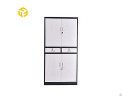 Metal Glass Door File Cabinet With Two Middle Drawers