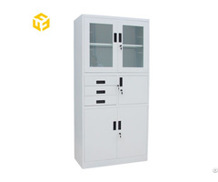 Metal Furniture High Quality Hotsale Upper Glass Door File Cabinet With Three Side Drawers