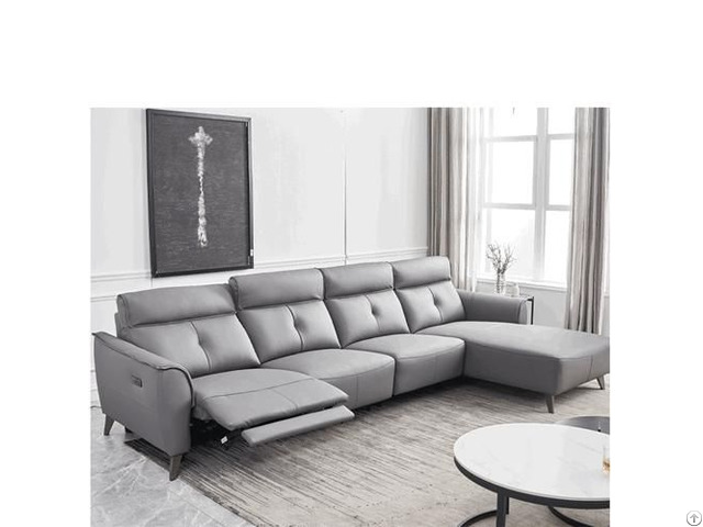 New Italian Minimalist Leather Art Functional Fashion L Shaped Chaise Longue Sofa