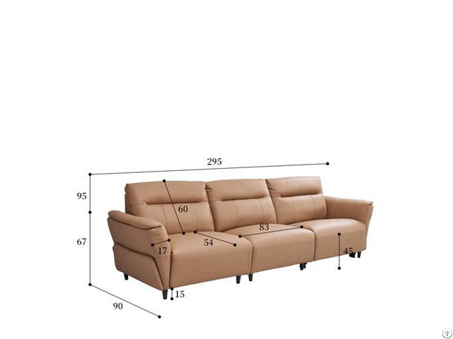 New Modern Minimalist Straight Three Seat Leather Sofa