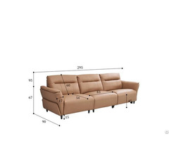New Modern Minimalist Straight Three Seat Leather Sofa